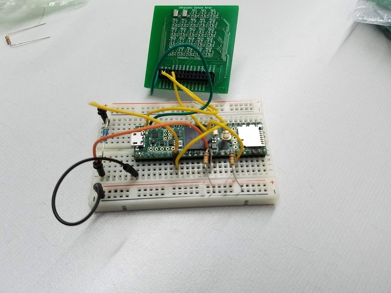 Figure 1: The recording device during early testing. Ultrasonic Array In Development